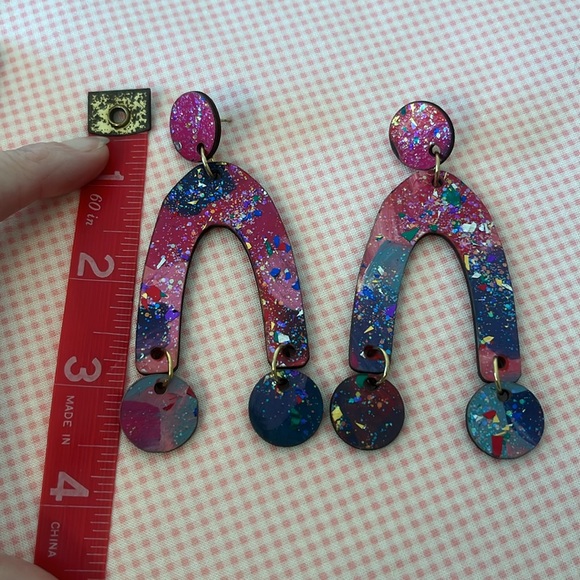 Funky Handmade Wood Earrings 💖 - Picture 5 of 5